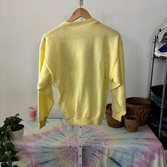 Vintage Floral Yellow Sweater Women’s Size Small Granny-Core Cottage-Core Sunny - Picture 4 of 8